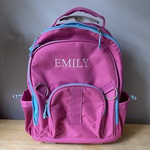 Pottery Barn pink (Emily) rolling backpack